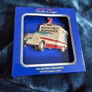 "Brave First Responders" Ambulance with Wreath Christmas Ornament Regent Square